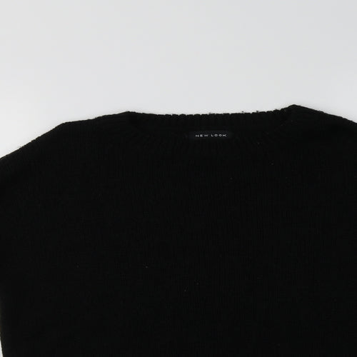 New Look Womens Black Crew Neck  Acrylic Pullover Jumper Size M