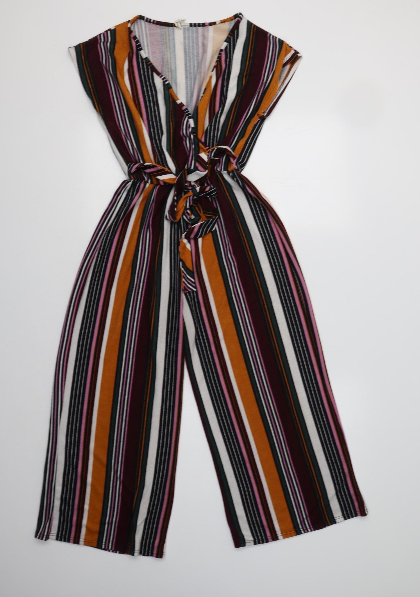 Caution To The Wind Womens Multicoloured Striped Polyester Jumpsuit One-Piece Size S