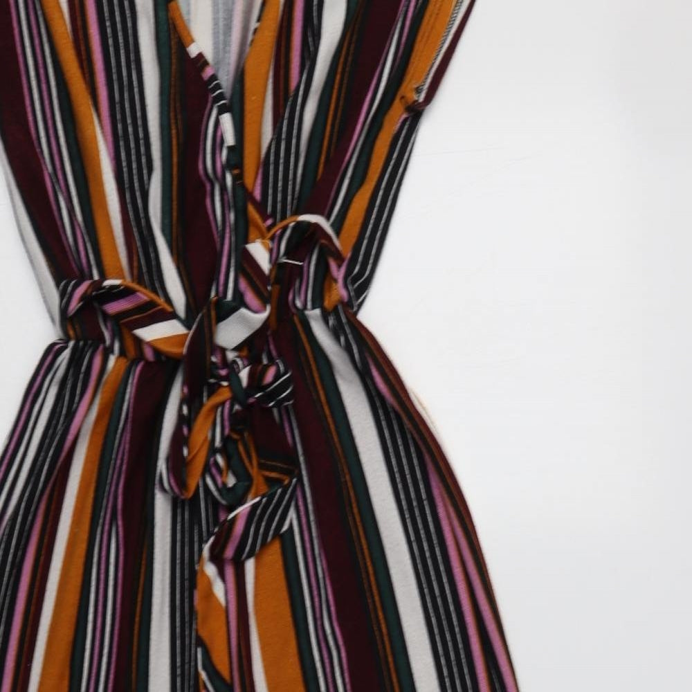 Caution To The Wind Womens Multicoloured Striped Polyester Jumpsuit One-Piece Size S