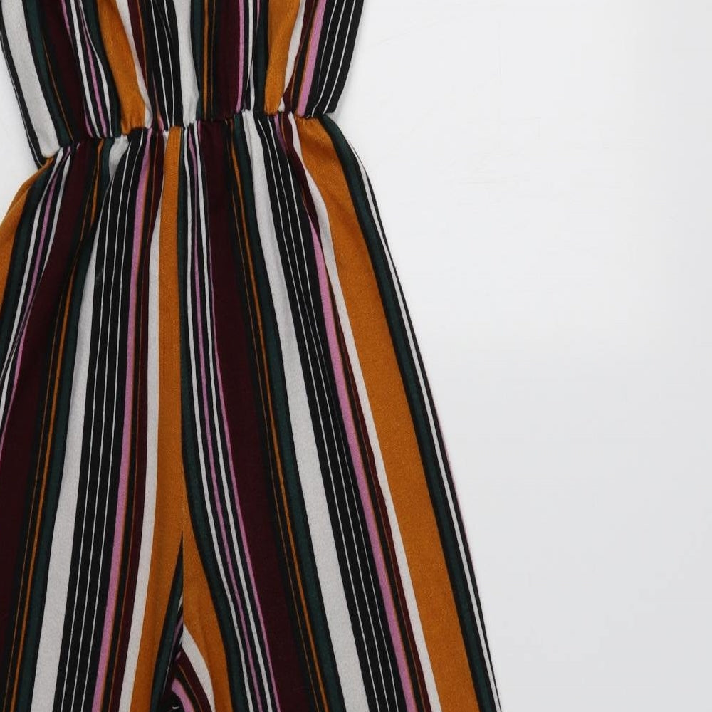 Caution To The Wind Womens Multicoloured Striped Polyester Jumpsuit One-Piece Size S