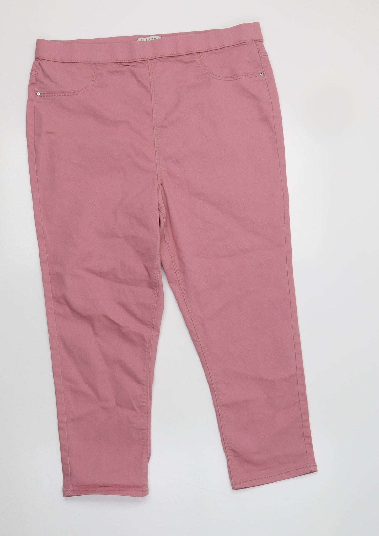 Papaya Womens Pink  Cotton Cropped Jeans Size 14 L24 in Regular