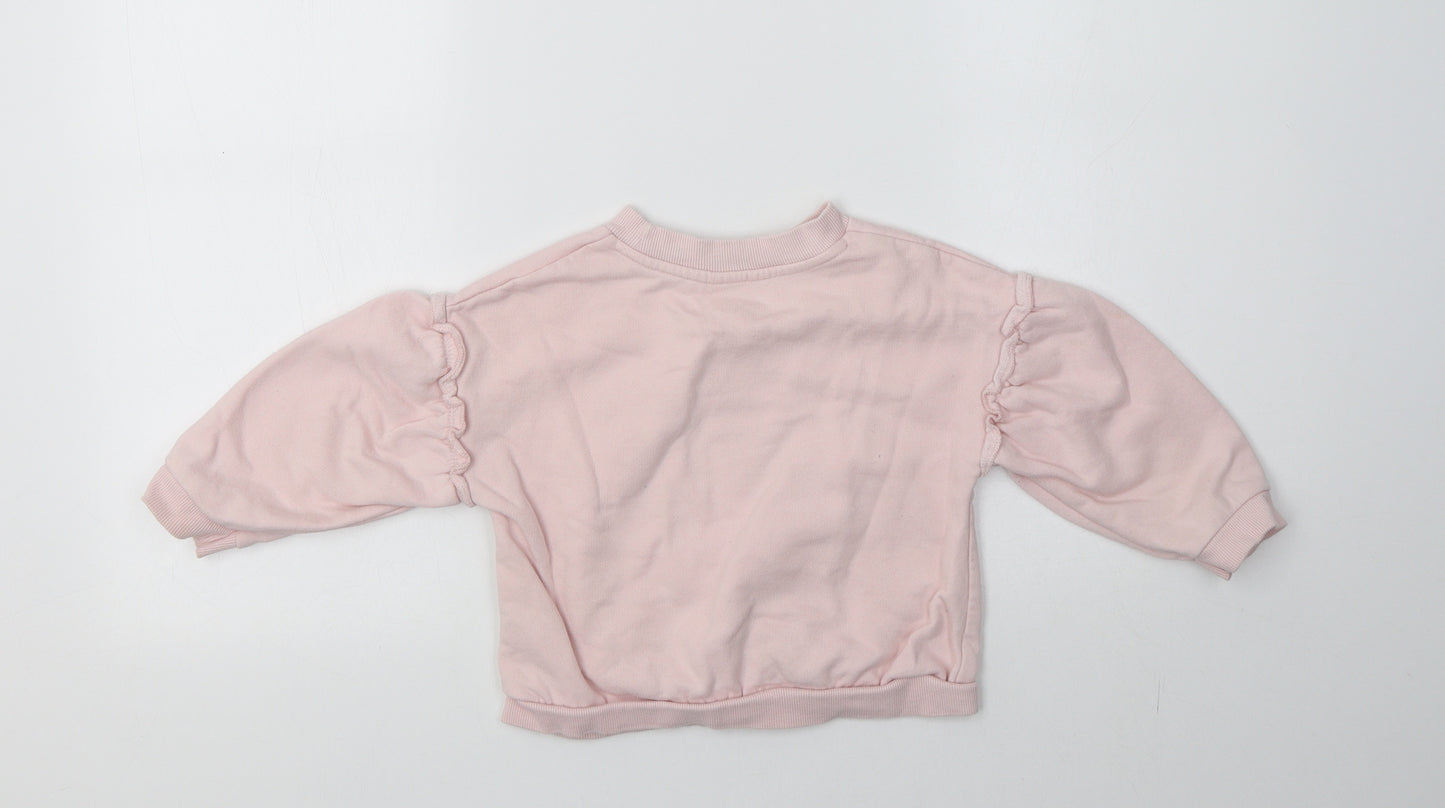 River Island Girls Pink  Cotton Pullover Sweatshirt Size 2-3 Years   - Princess