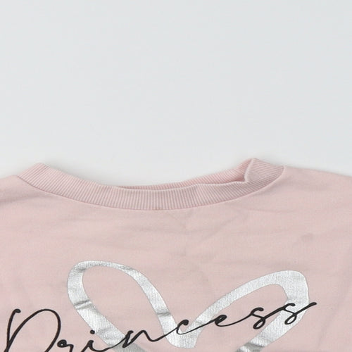 River Island Girls Pink  Cotton Pullover Sweatshirt Size 2-3 Years   - Princess