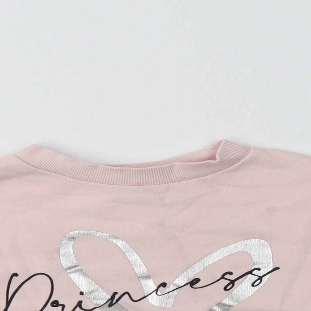 River Island Girls Pink  Cotton Pullover Sweatshirt Size 2-3 Years   - Princess