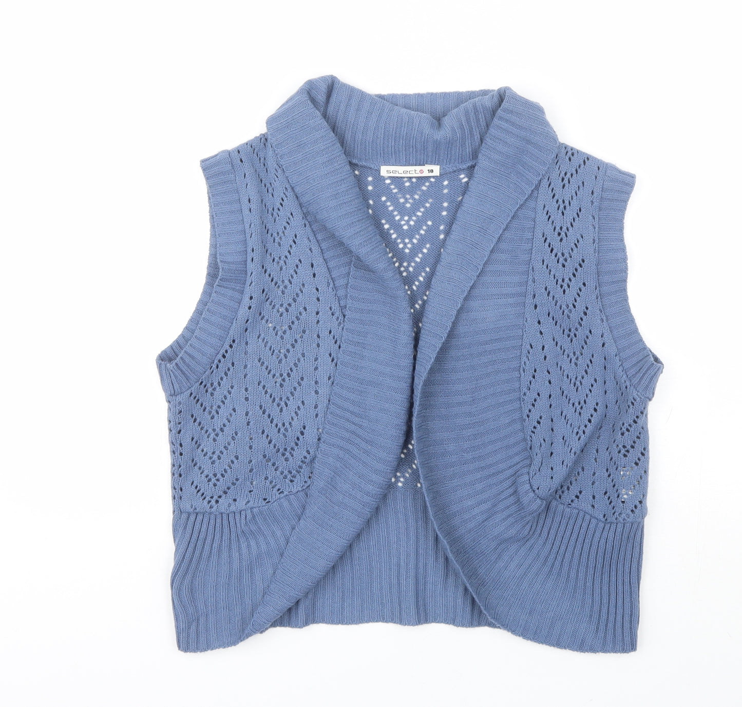Select Womens Blue Collared  Acrylic Shrug Jumper Size 18