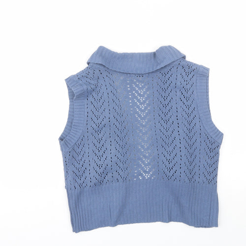 Select Womens Blue Collared  Acrylic Shrug Jumper Size 18