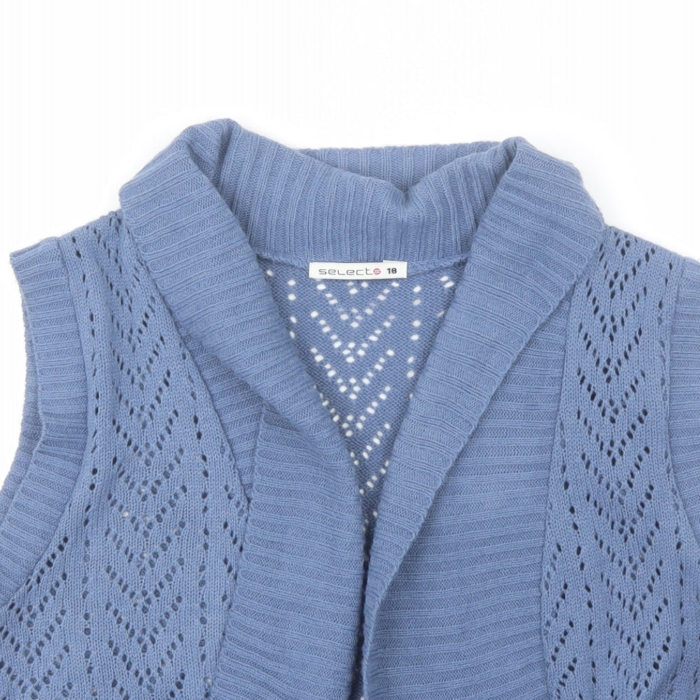 Select Womens Blue Collared  Acrylic Shrug Jumper Size 18