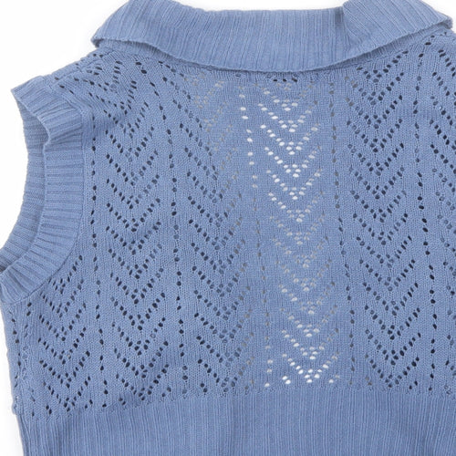 Select Womens Blue Collared  Acrylic Shrug Jumper Size 18