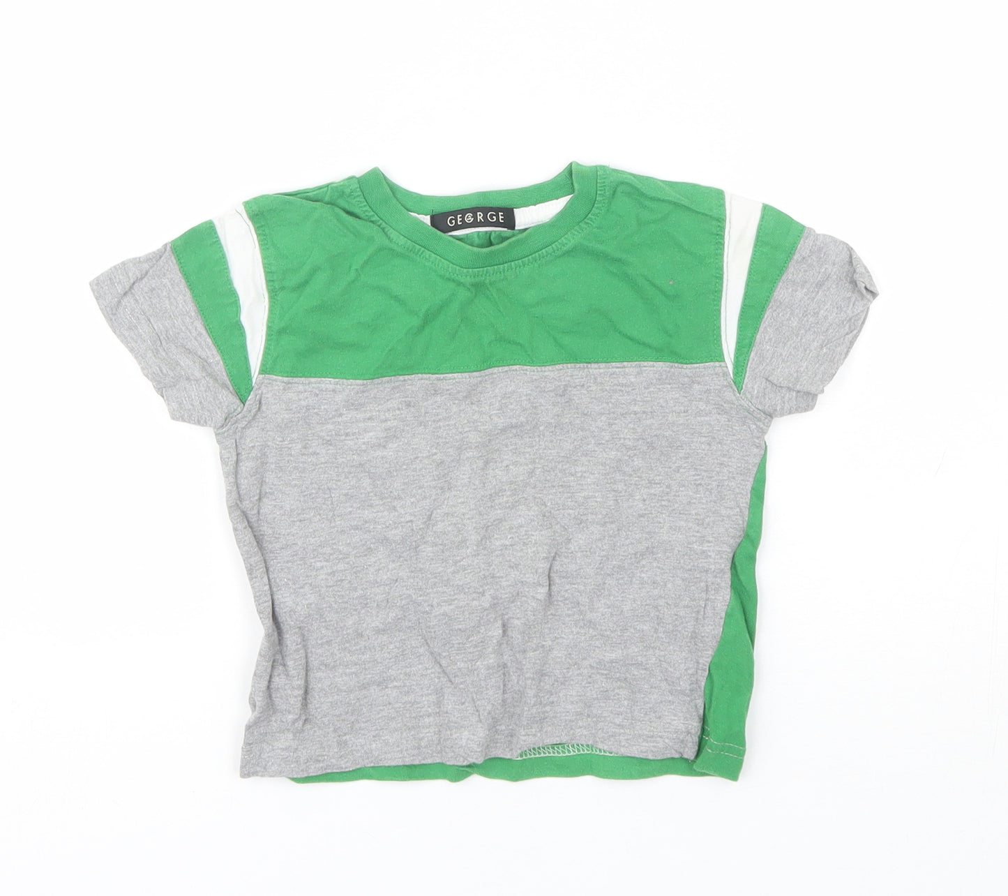 George Baby Green  Cotton Basic T-Shirt Size 12-18 Months Round Neck