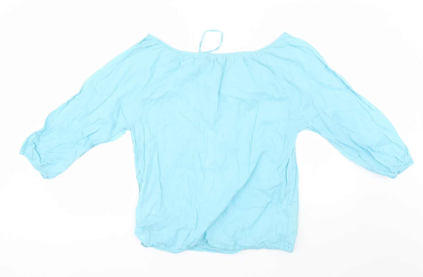 South Womens Blue  Cotton Basic Blouse Size 12 Off the Shoulder