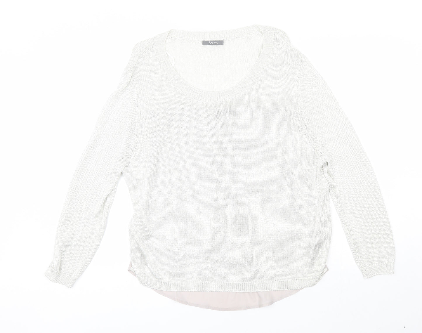 South Womens Silver Round Neck  Viscose Pullover Jumper Size 16