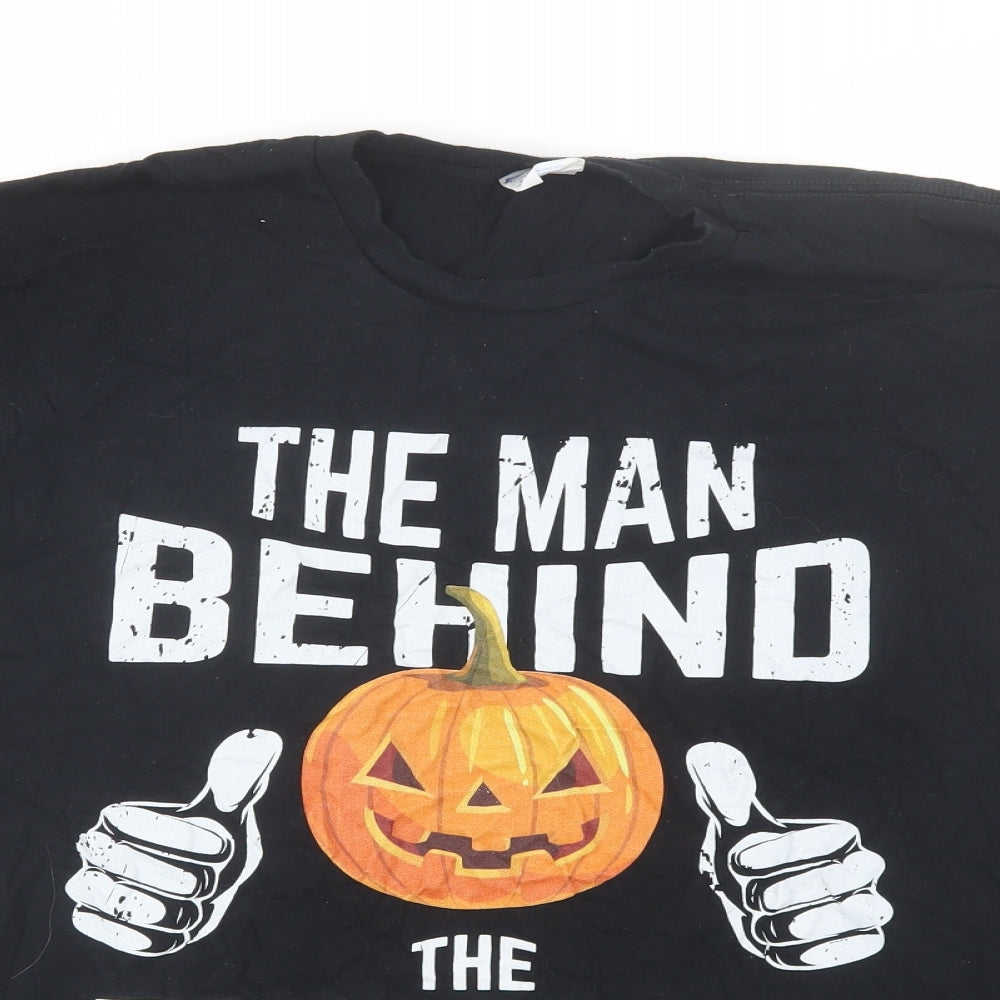 Port & Company Mens Black  Cotton  T-Shirt Size XL Round Neck  - Halloween