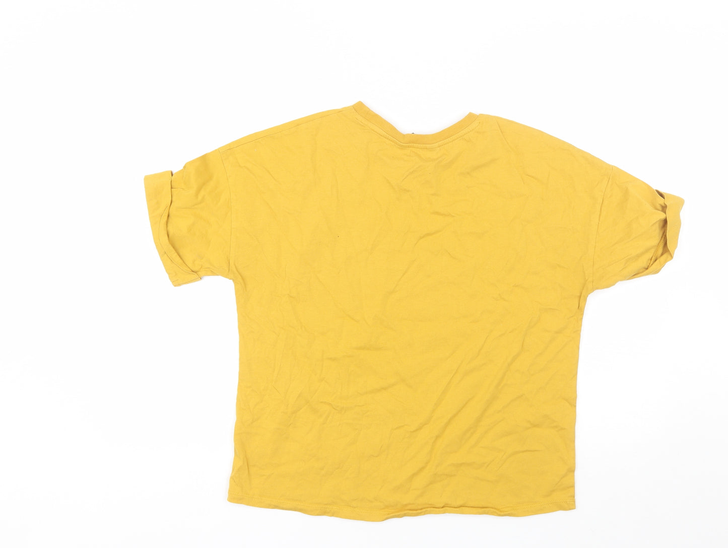 F&F Womens Yellow  Cotton Basic T-Shirt Size 12 Round Neck