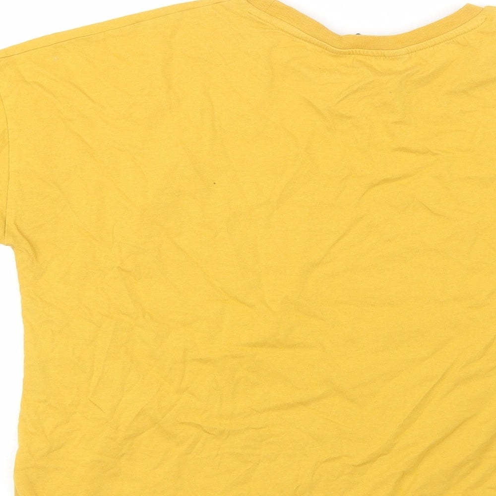F&F Womens Yellow  Cotton Basic T-Shirt Size 12 Round Neck