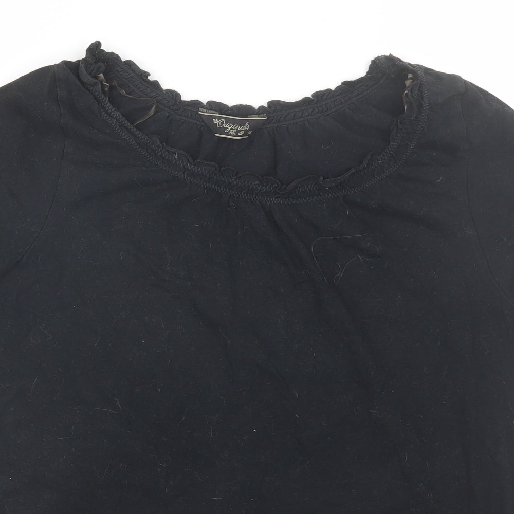 Originals Womens Black  Cotton Basic T-Shirt Size 14 Round Neck
