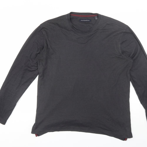 Hathaway Mens Grey  Cotton  T-Shirt Size L Round Neck