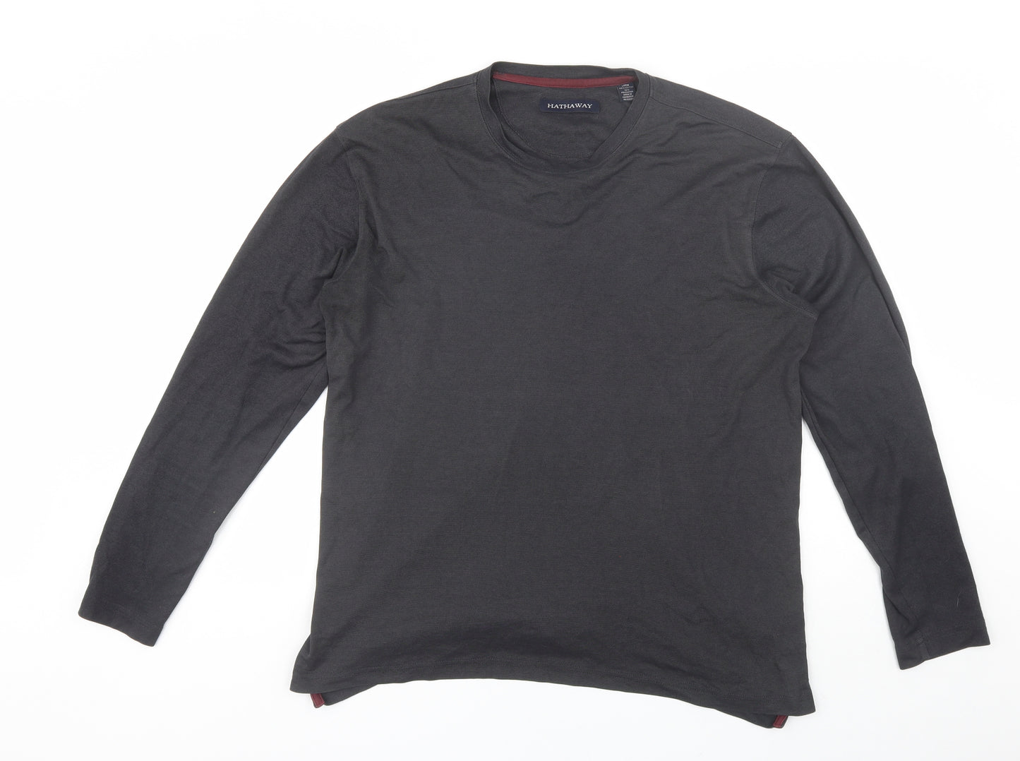 Hathaway Mens Grey  Cotton  T-Shirt Size L Round Neck