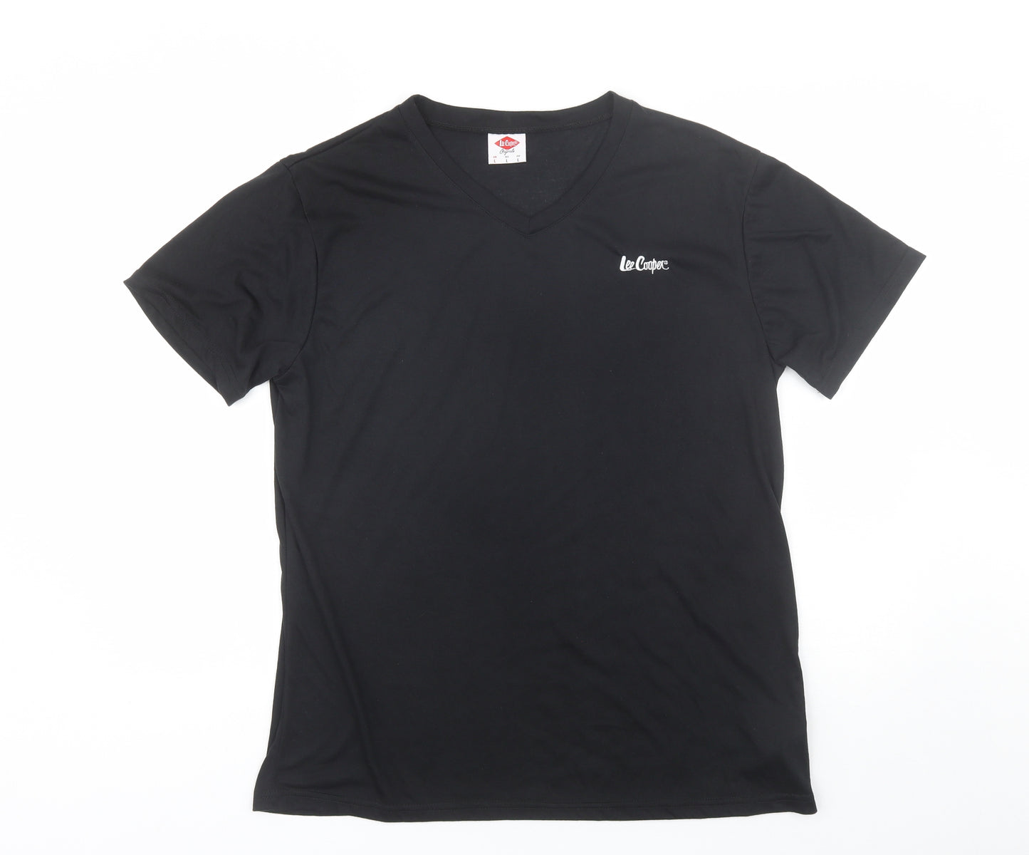 Lee Cooper Mens Black  Polyester  T-Shirt Size L V-Neck