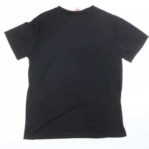 Lee Cooper Mens Black  Polyester  T-Shirt Size L V-Neck