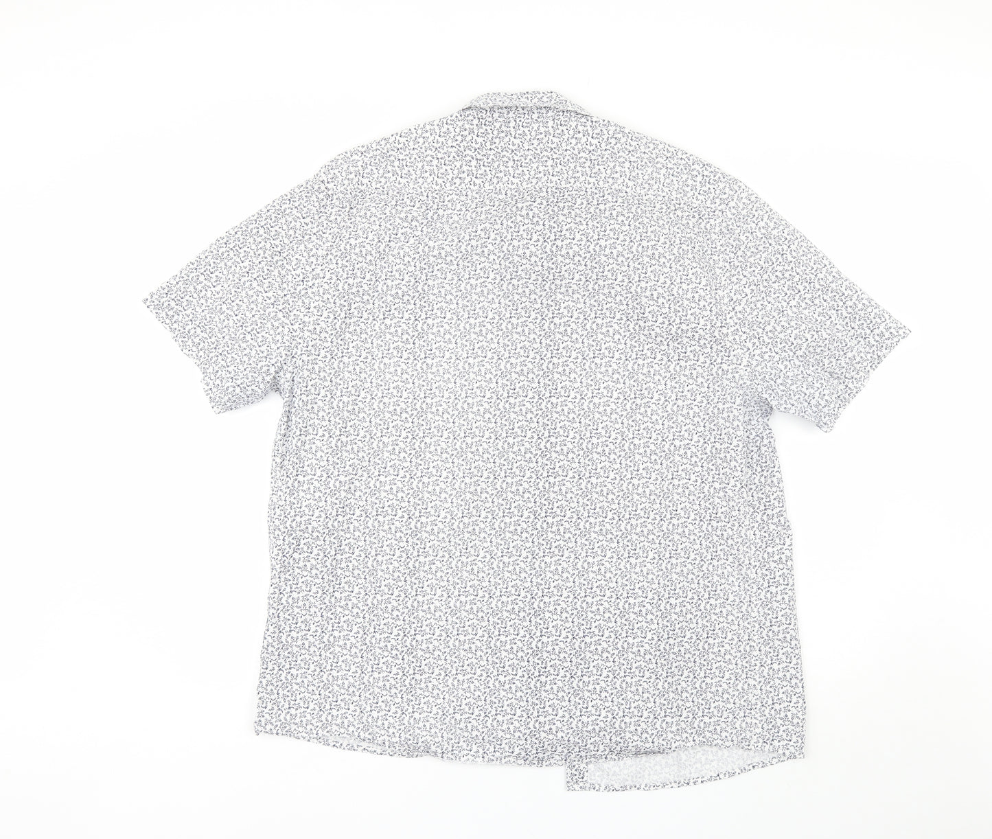 George Mens White Floral Cotton  Button-Up Size XL Collared