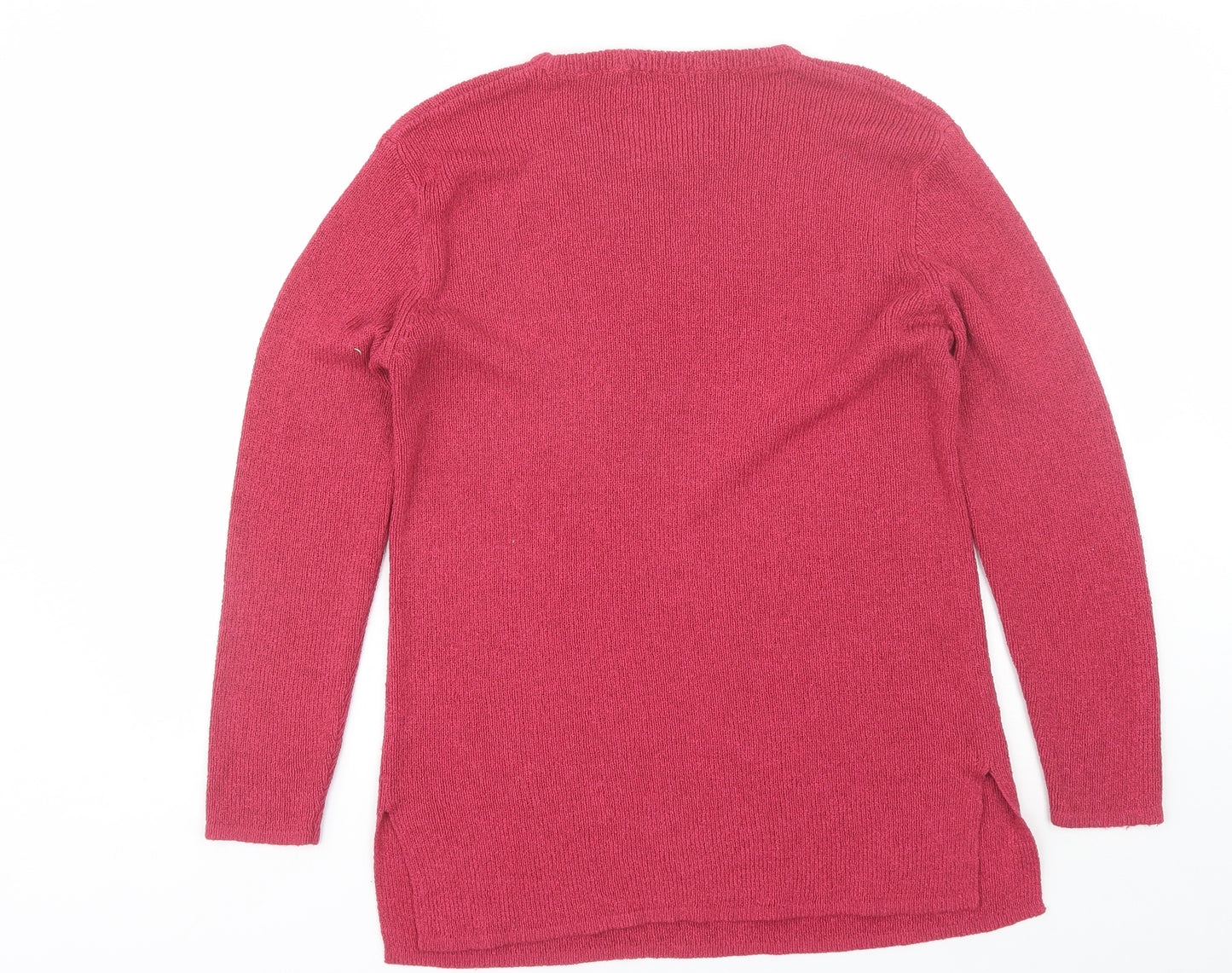 Joie de vivre Womens Pink Round Neck  Acrylic Pullover Jumper Size L