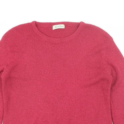 Joie de vivre Womens Pink Round Neck  Acrylic Pullover Jumper Size L