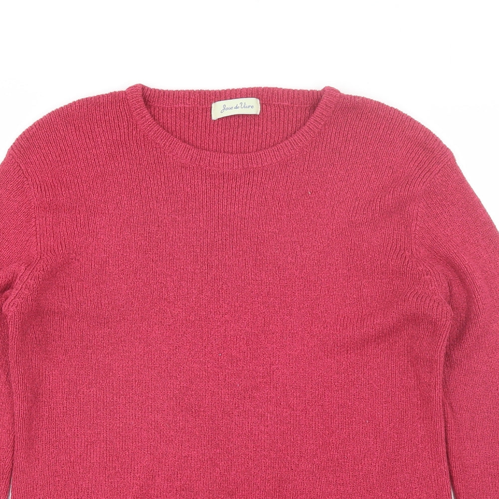 Joie de vivre Womens Pink Round Neck  Acrylic Pullover Jumper Size L