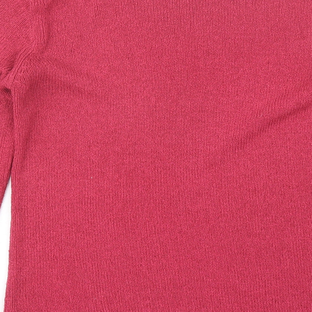 Joie de vivre Womens Pink Round Neck  Acrylic Pullover Jumper Size L