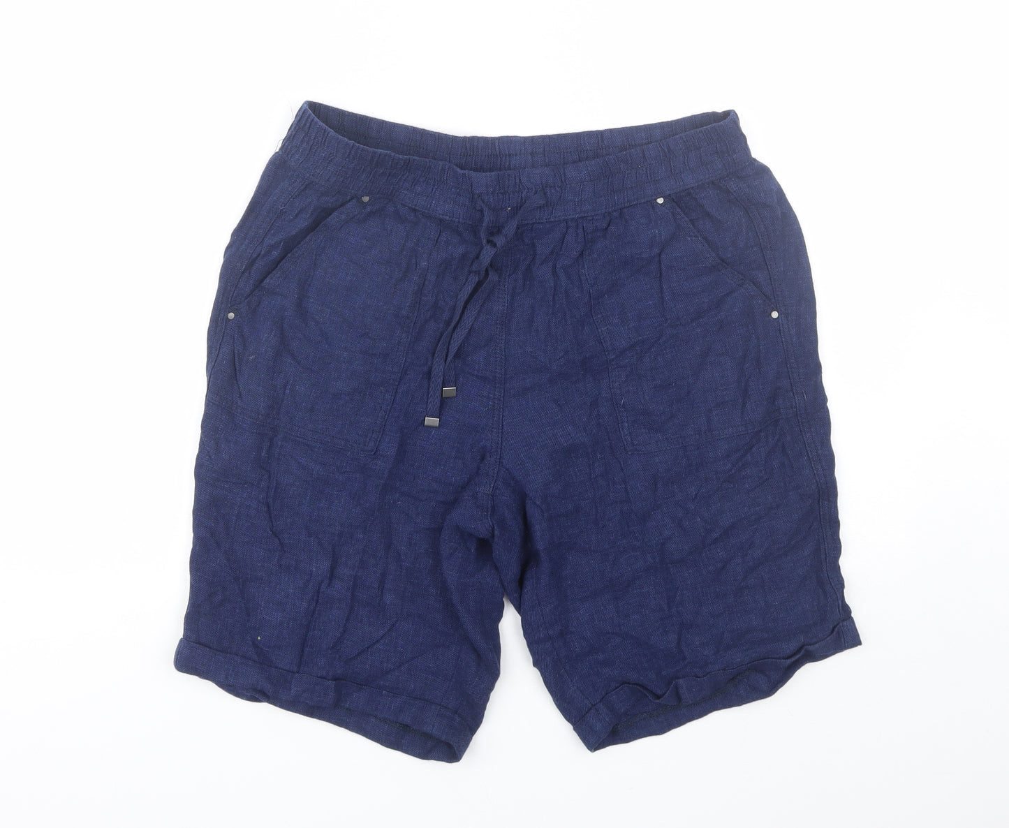 Nutmeg Womens Blue  Linen Chino Shorts Size 14 L9 in Regular