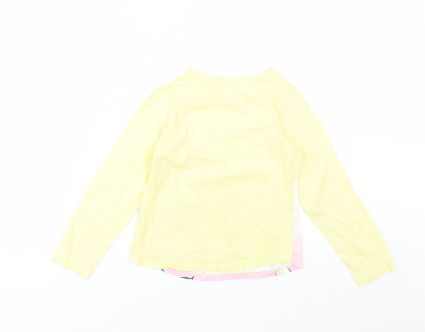 George Girls Yellow  Cotton Basic T-Shirt Size 6-7 Years Round Neck