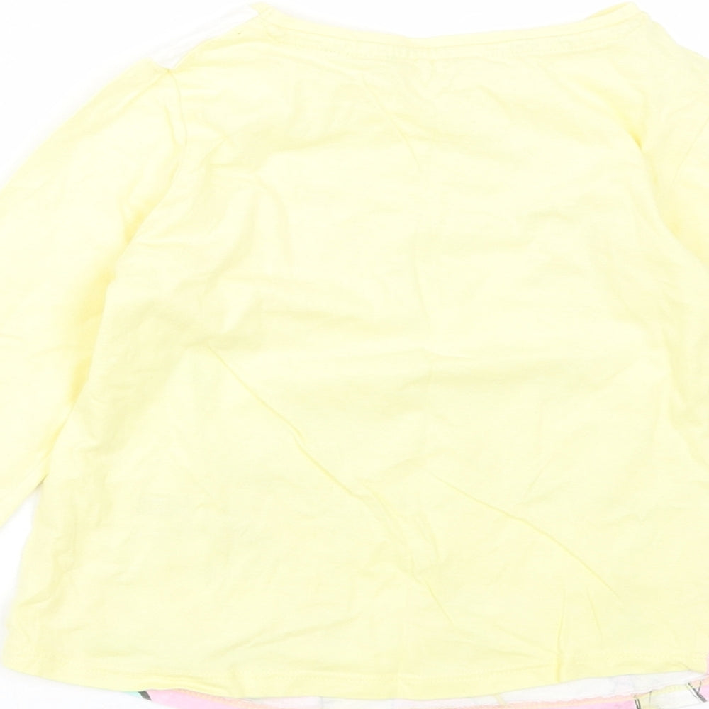 George Girls Yellow  Cotton Basic T-Shirt Size 6-7 Years Round Neck