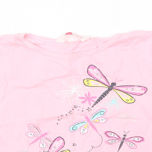 Board Angels Girls Pink  Cotton Basic T-Shirt Size 7-8 Years Round Neck  - Dragonfly