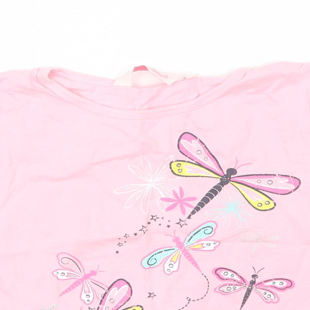 Board Angels Girls Pink  Cotton Basic T-Shirt Size 7-8 Years Round Neck  - Dragonfly