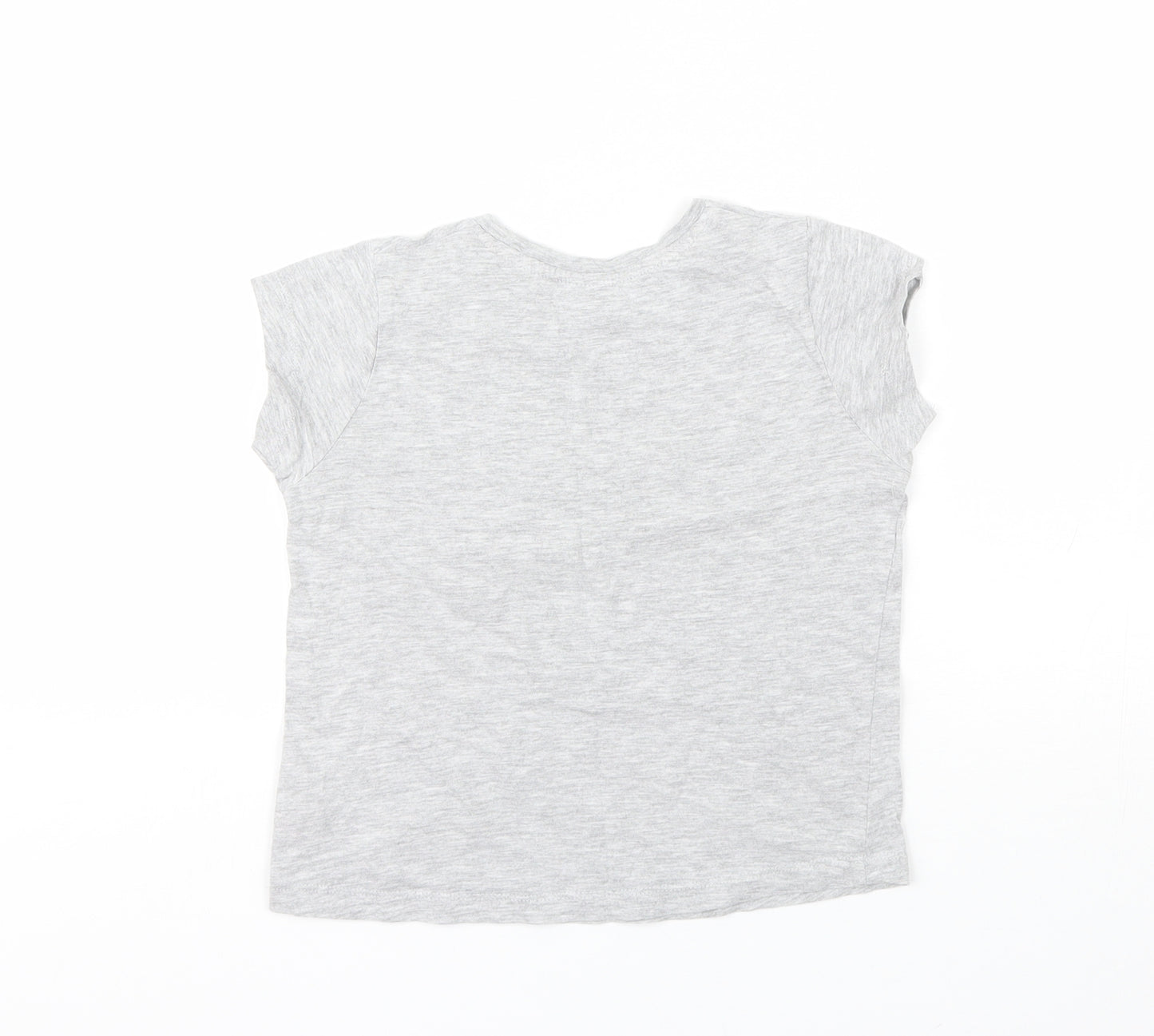 Peacocks Girls Grey  Cotton Basic T-Shirt Size 5-6 Years Round Neck
