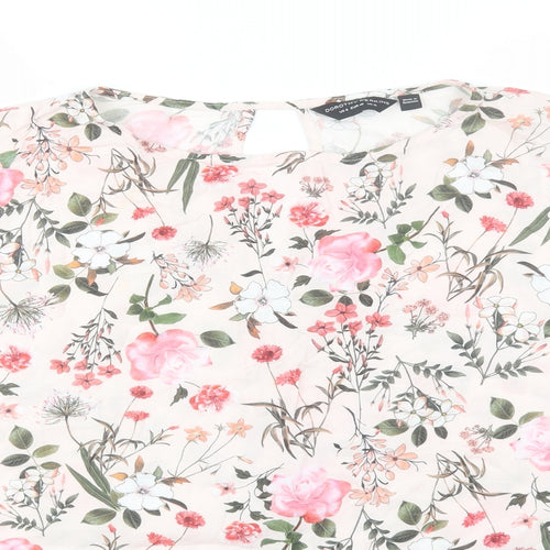 Dorothy Perkins Womens Pink Floral Viscose Basic Blouse Size 12 Round Neck