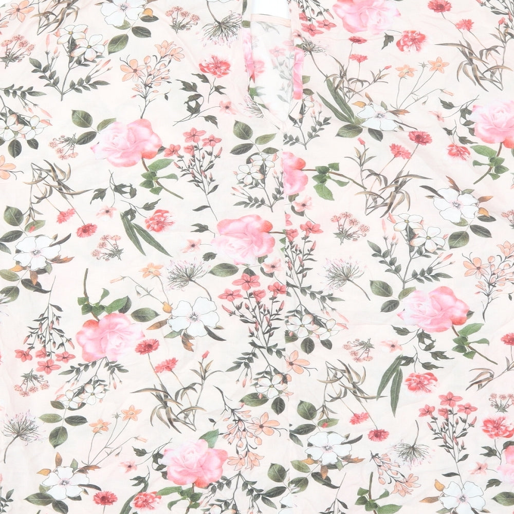 Dorothy Perkins Womens Pink Floral Viscose Basic Blouse Size 12 Round Neck