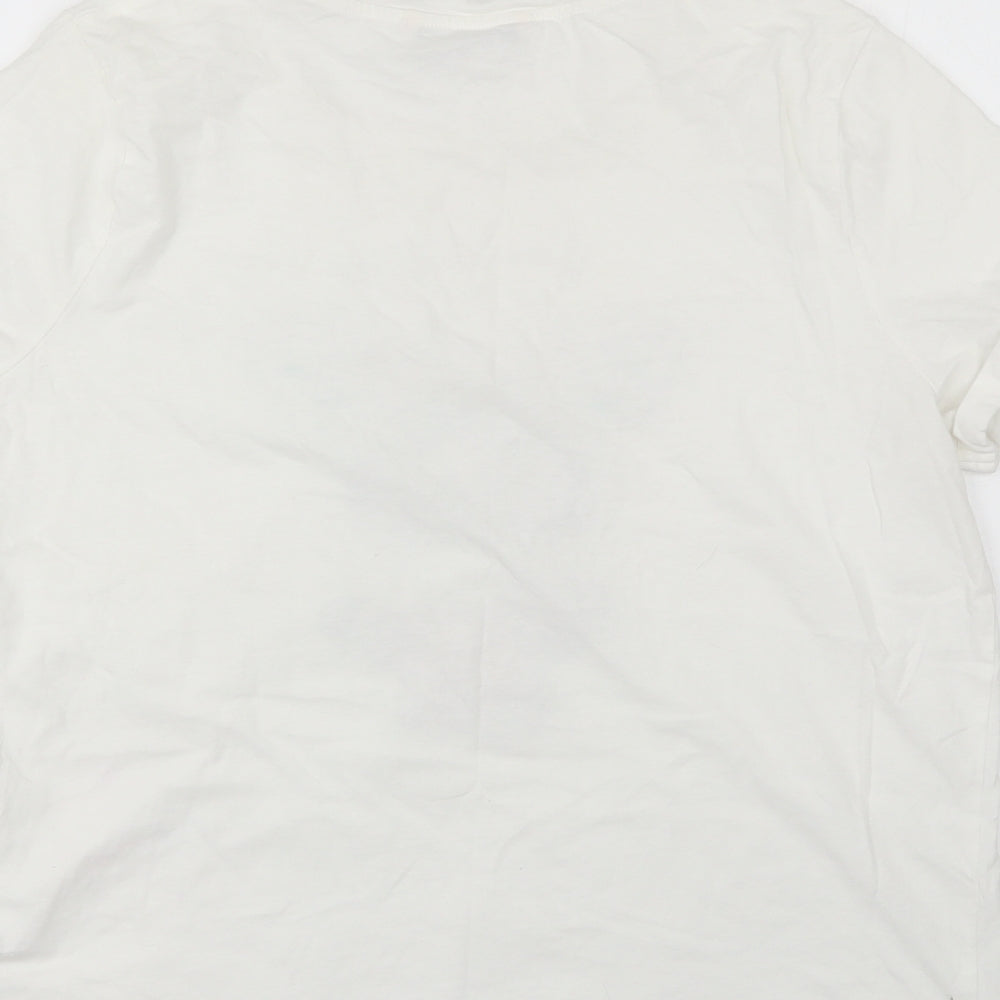 TU Womens White  Cotton Basic T-Shirt Size 16 Round Neck - Butterfly