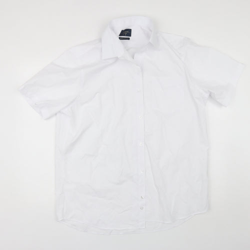 F&F Mens White  Polyester  Dress Shirt Size 17 Collared