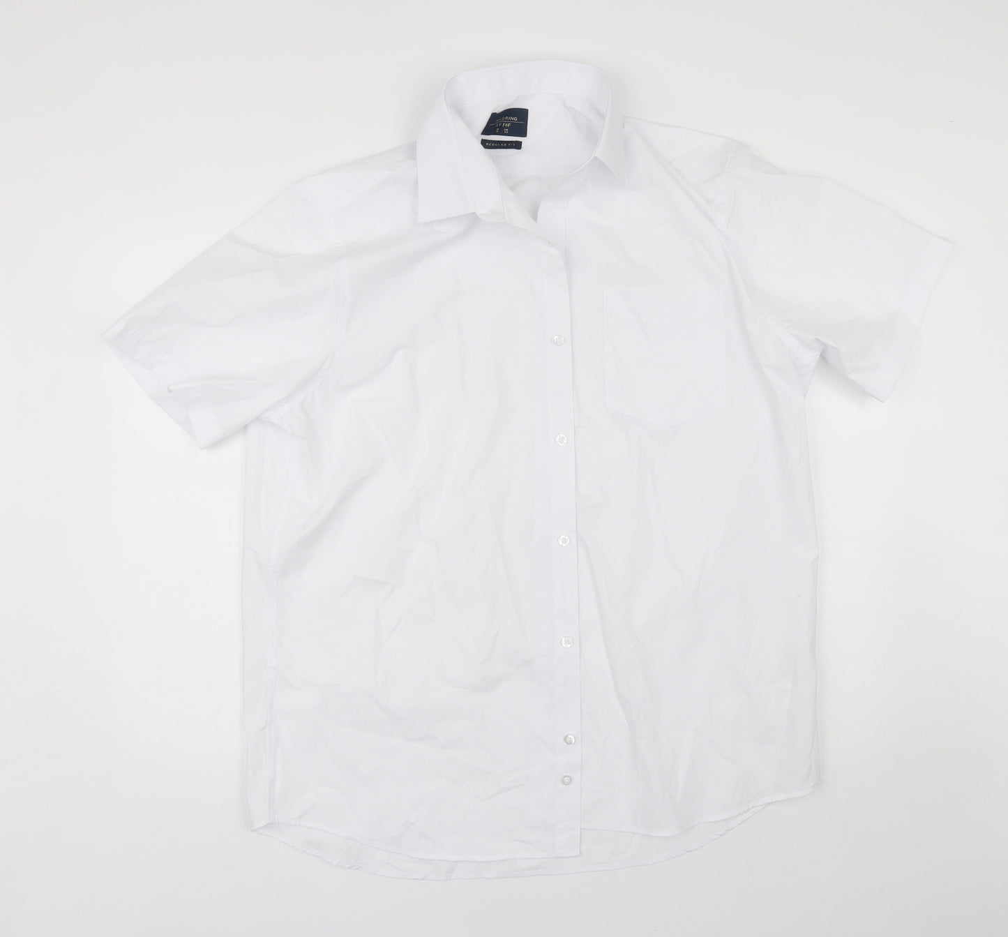 F&F Mens White  Polyester  Dress Shirt Size 17 Collared