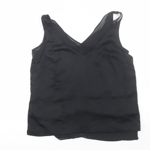 H&M Womens Black  Polyester Basic Blouse Size 8 V-Neck