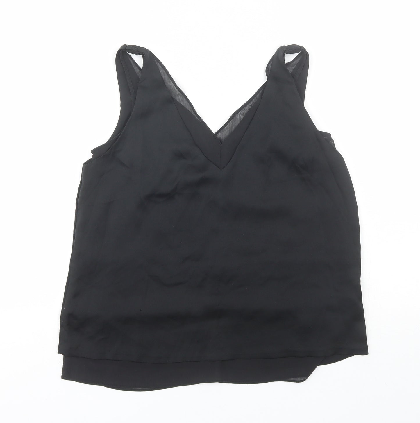 H&M Womens Black  Polyester Basic Blouse Size 8 V-Neck