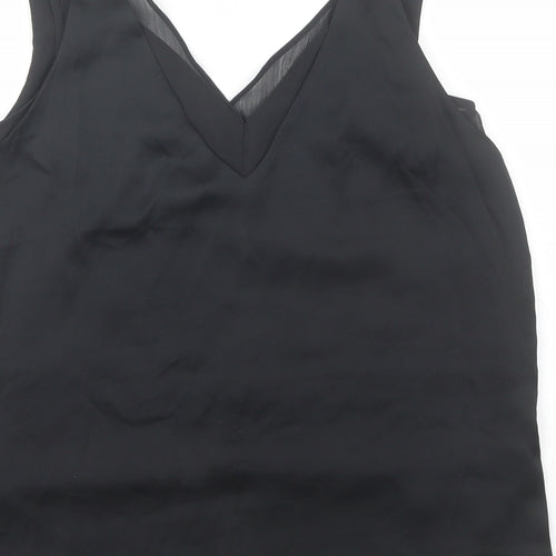 H&M Womens Black  Polyester Basic Blouse Size 8 V-Neck
