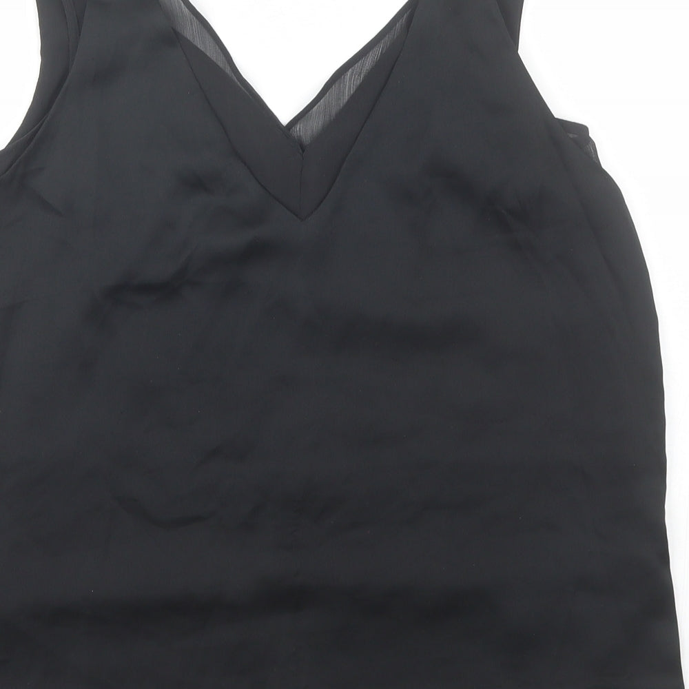 H&M Womens Black  Polyester Basic Blouse Size 8 V-Neck