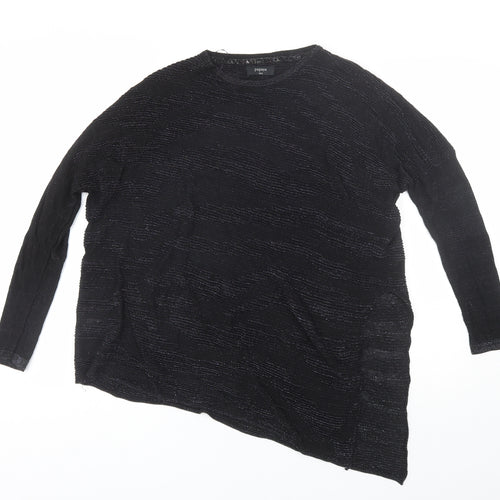 Papaya Womens Black  Viscose Basic Blouse Size S Round Neck