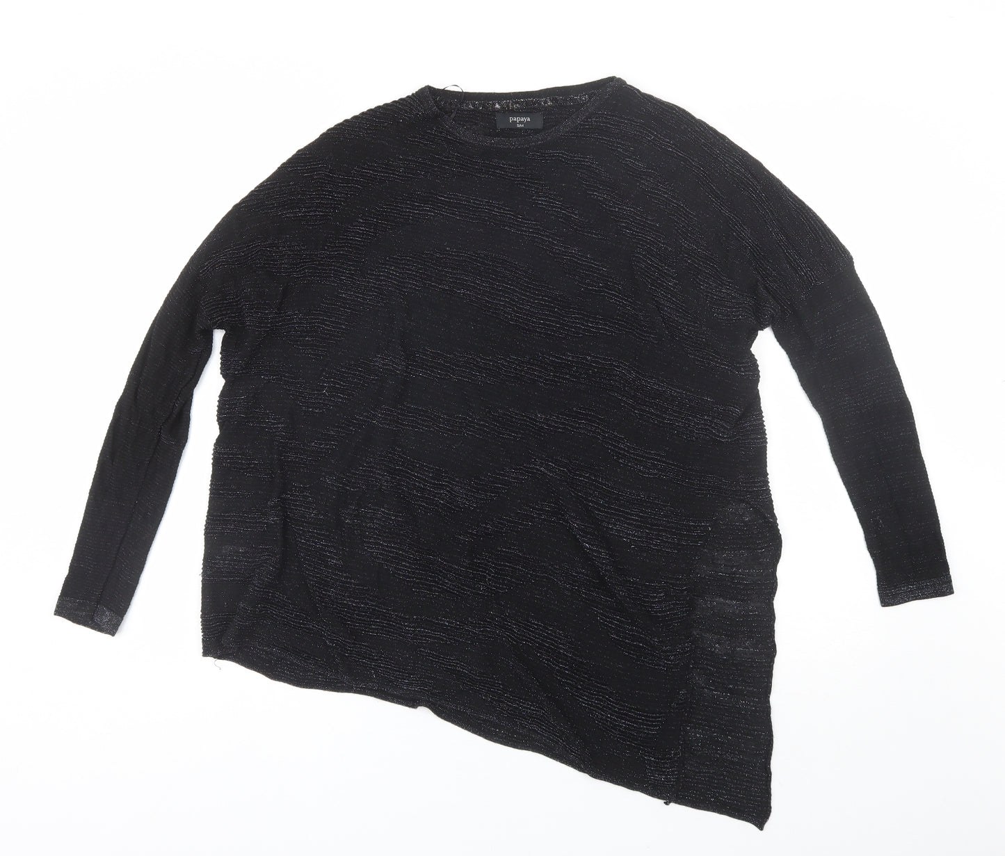 Papaya Womens Black  Viscose Basic Blouse Size S Round Neck