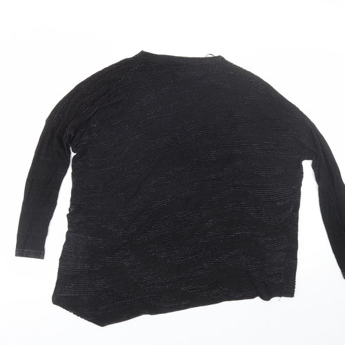 Papaya Womens Black  Viscose Basic Blouse Size S Round Neck