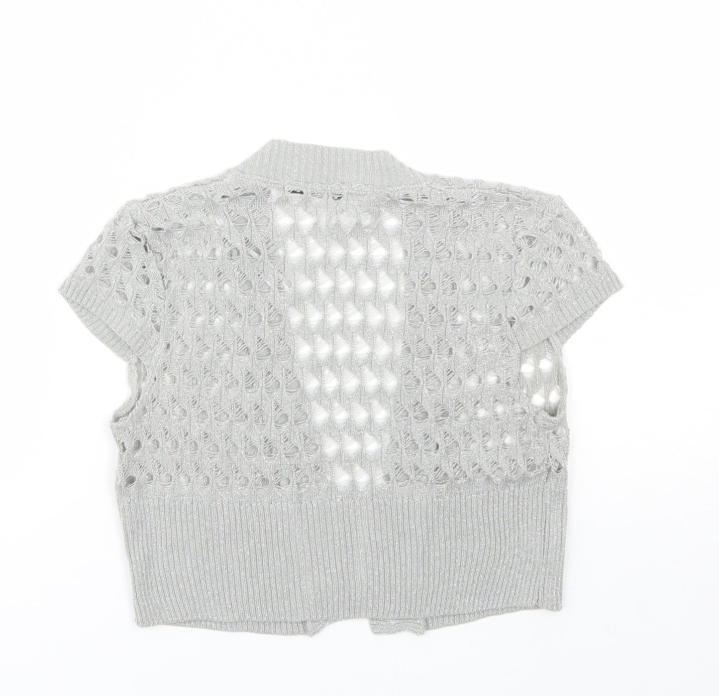 George Womens Silver V-Neck  Acrylic Shrug Jumper Size M