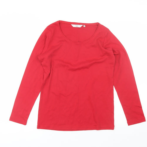 Isle Womens Red  Cotton Basic T-Shirt Size S Round Neck