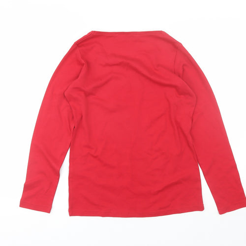 Isle Womens Red  Cotton Basic T-Shirt Size S Round Neck
