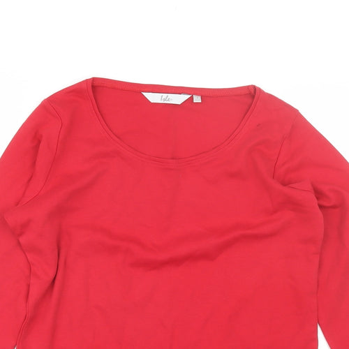 Isle Womens Red  Cotton Basic T-Shirt Size S Round Neck
